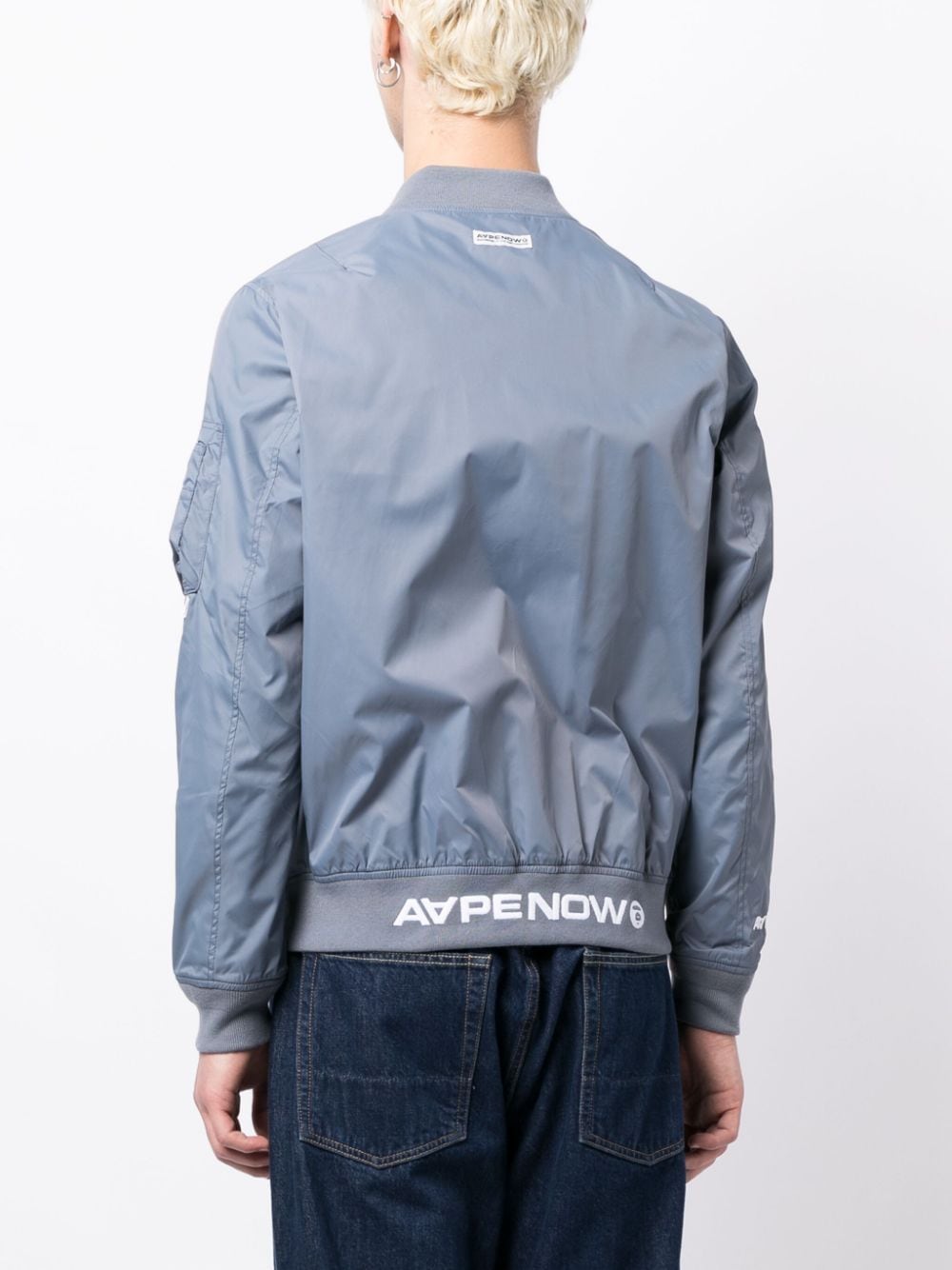 Shop Aape By A Bathing Ape Logo-print Zip-up Bomber Jacket In Blue