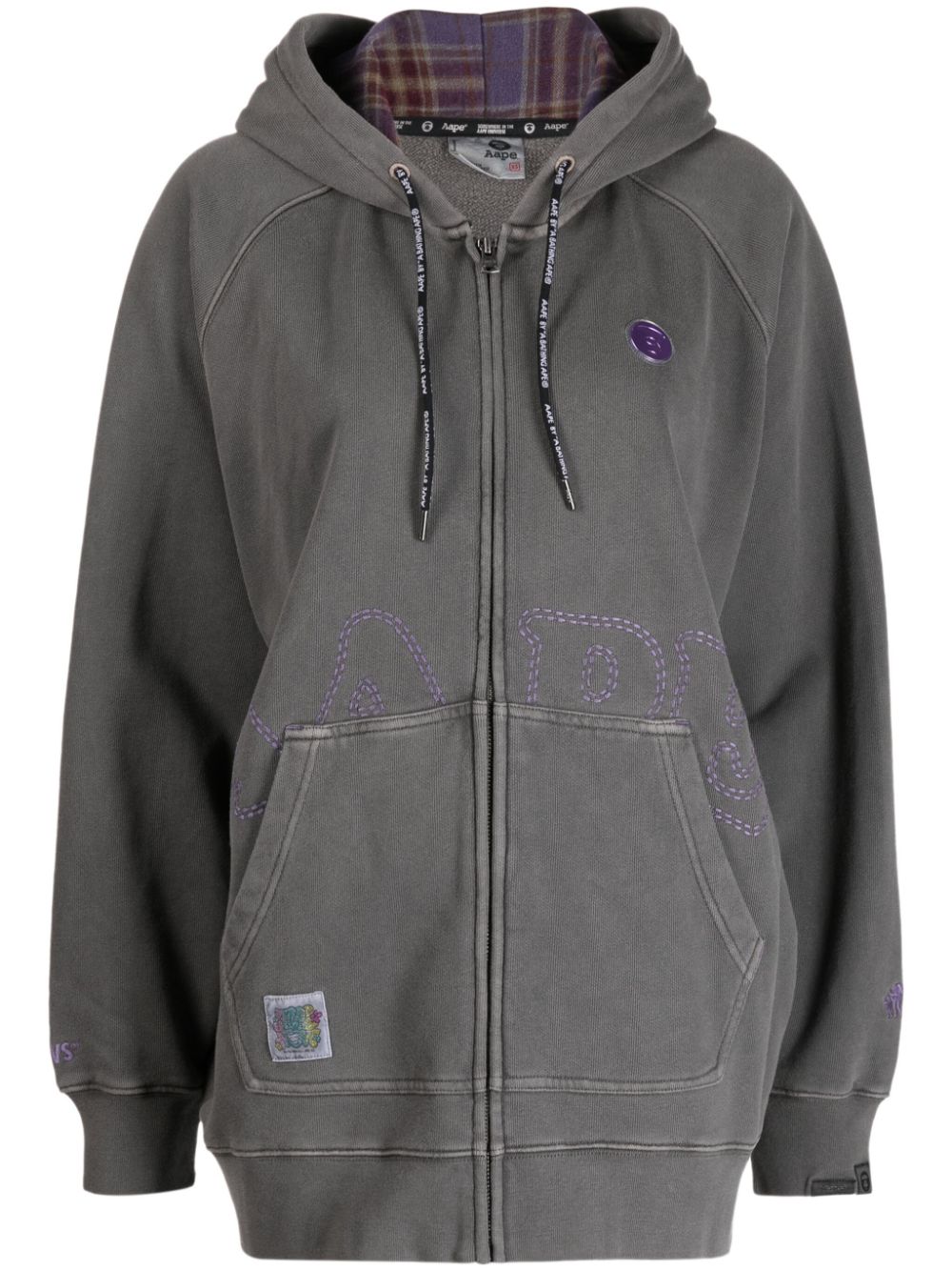 Aape By A Bathing Ape Logo-patch Cotton Hoodie In Grey