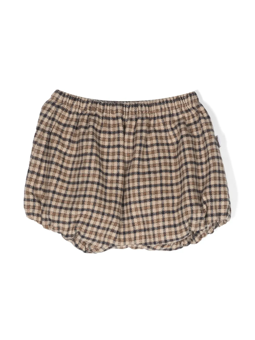 Il Gufo Babies' Check-pattern Cotton Bloomers In Brown