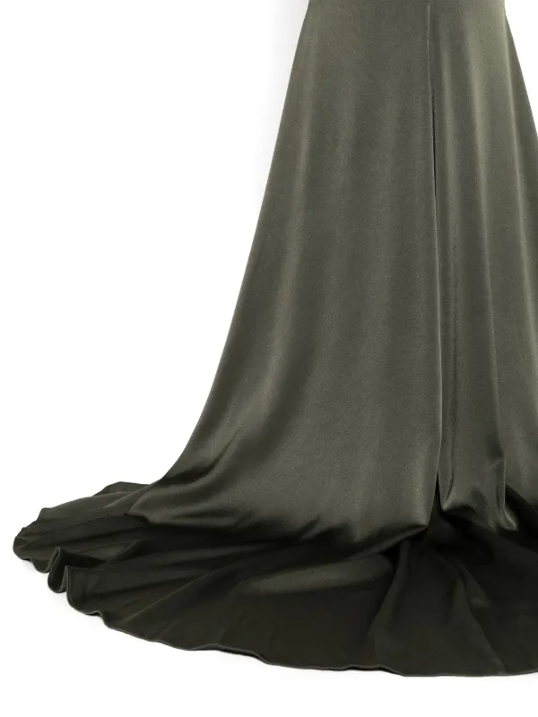 green emerald velvet dress Alex Perry Dallas Fringed-Sleeve Gown – Runway Catalog main image 1