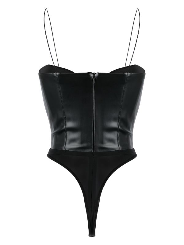 Faux Leather Corset Bodysuit