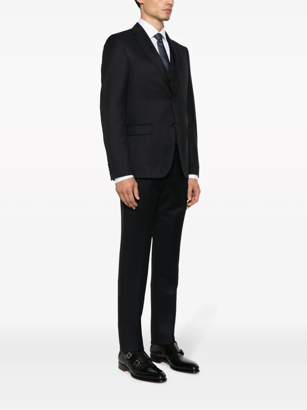 Shop Zegna Single-breasted Wool-blend Suit In Blue