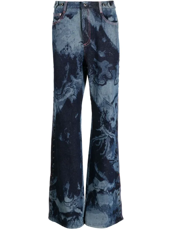 Feng Chen Wang stud-embellished Washed Flared Jeans - Farfetch