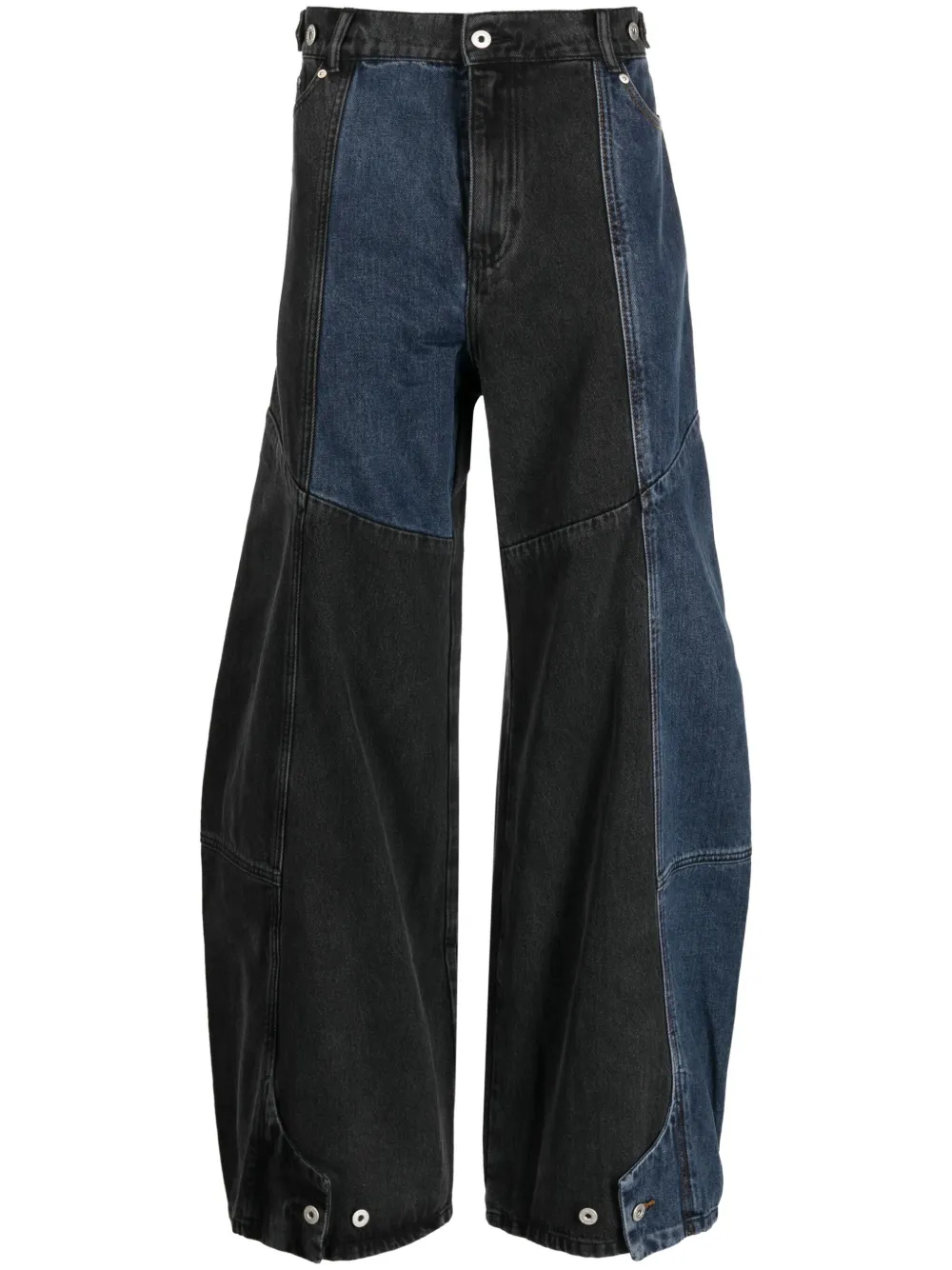 Feng Chen Wang Patchwork Wide-leg Jeans In Grey