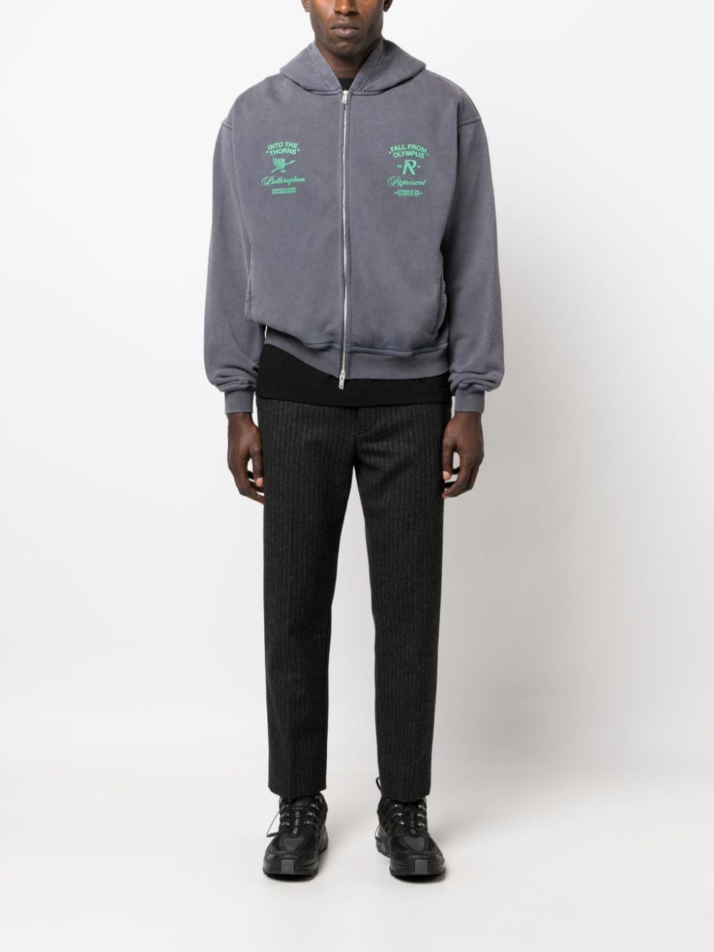 Represent graphic-print zip-up hoodie - Grijs