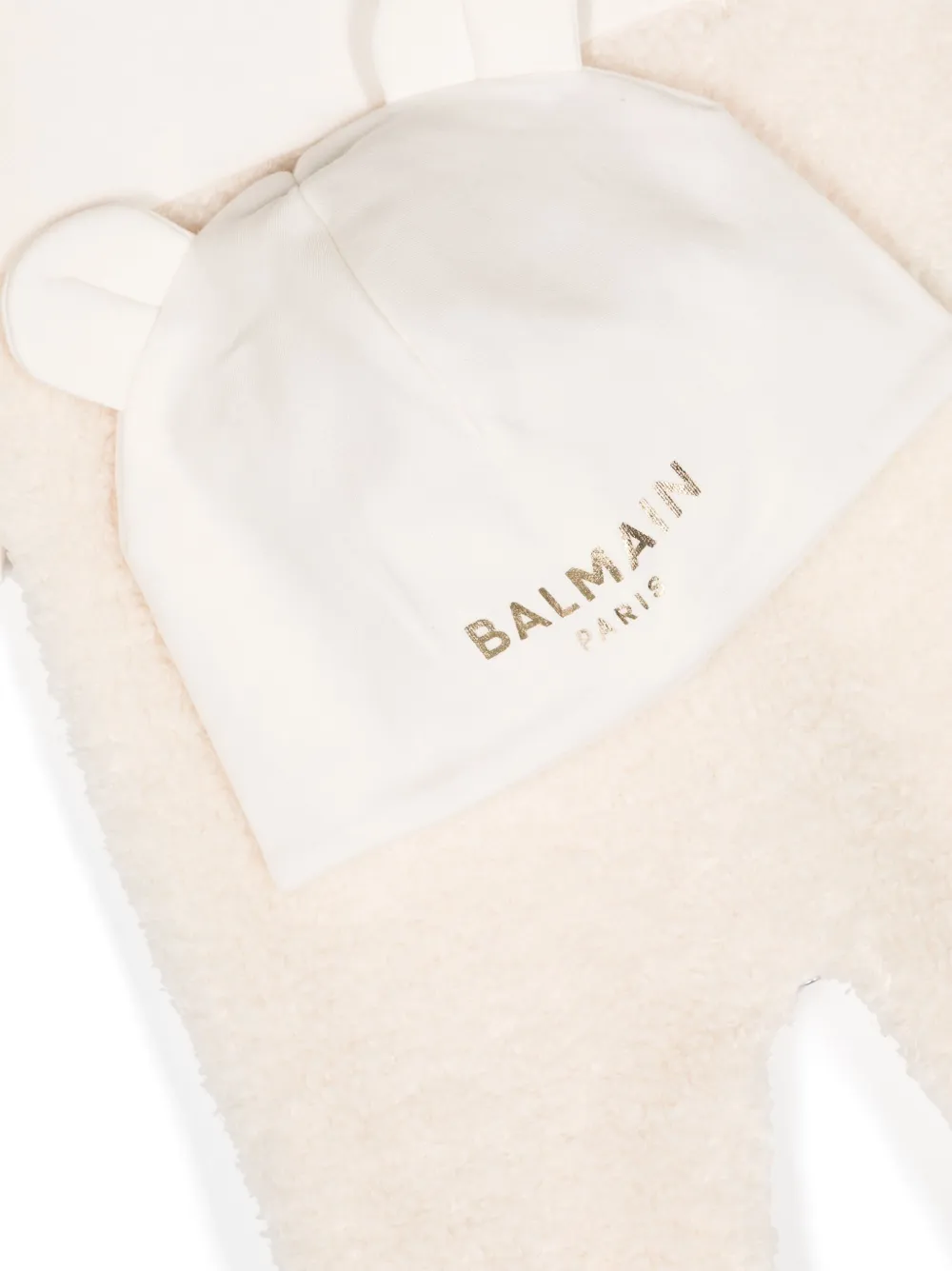 Balmain Logo-print Cotton Babygrow Set In Neutrals