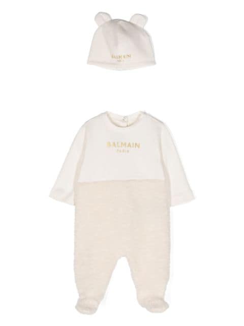 logo-print cotton babygrow set