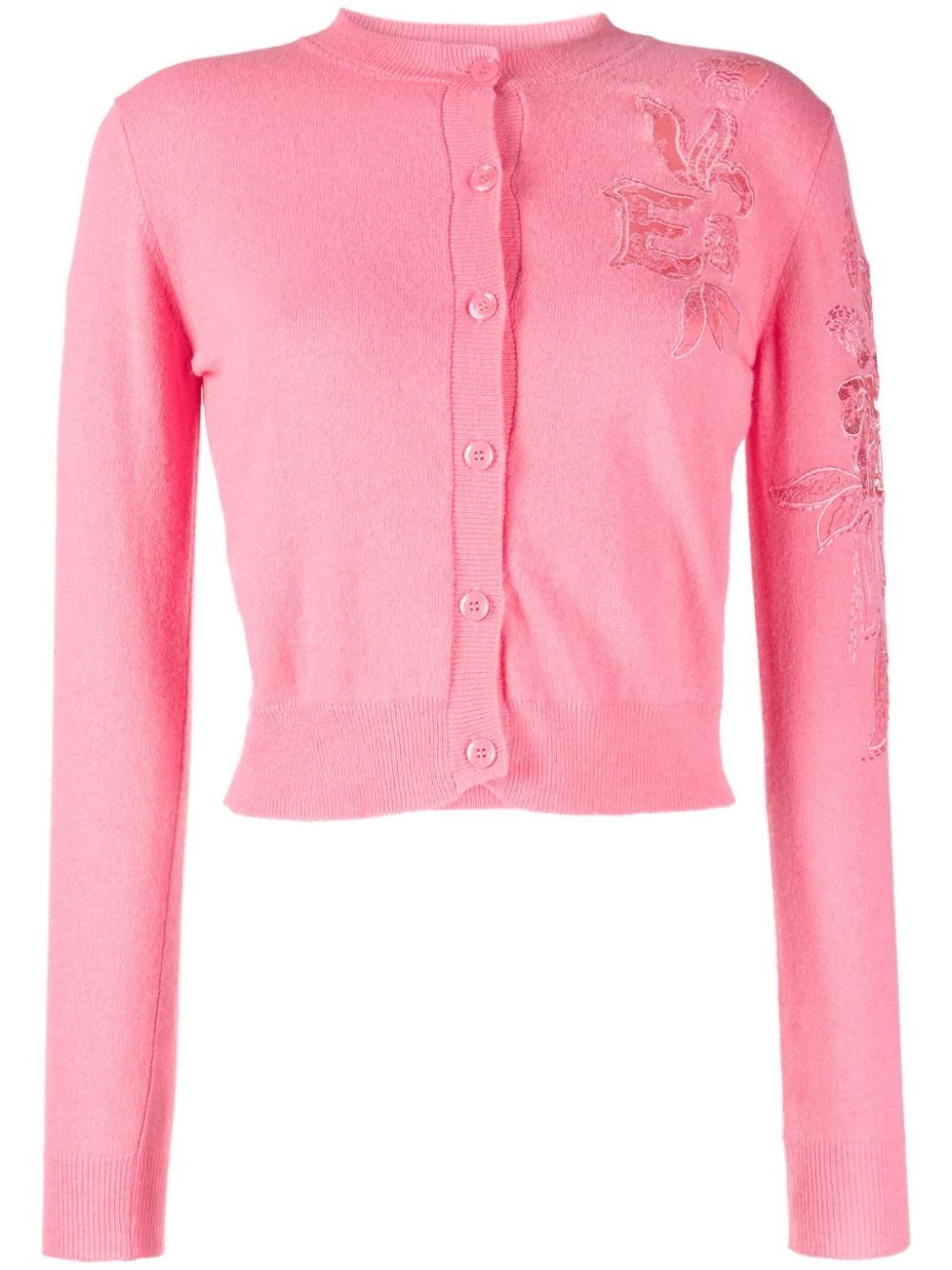 Ermanno Firenze Embroidered Button-up Cardigan In Pink