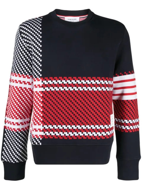 Thom Browne 4-Bar checked cotton sweatshirt