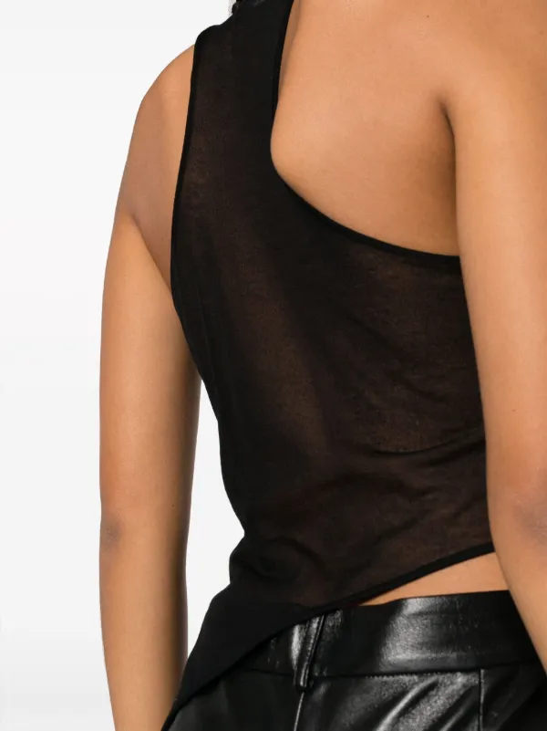 タンクトップ Sheer asymmetry tank BLK ANDREĀDAMO Asymmetric Sheer Tank Top | Black | FARFETCH