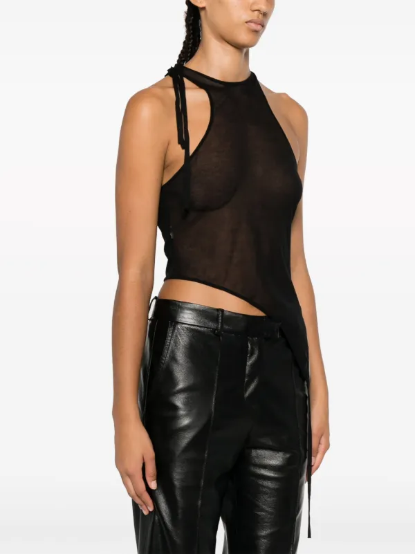 タンクトップ Sheer asymmetry tank BLK ANDREĀDAMO Asymmetric Sheer Tank Top | Black | FARFETCH
