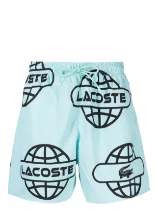 Lacoste Globe print Swim Shorts Green FARFETCH UK