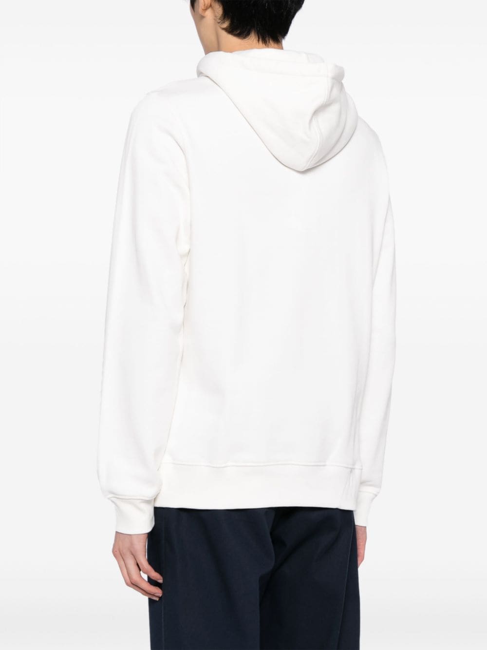 Shop Lacoste Logo-print Drawstring Cotton Hoodie In White