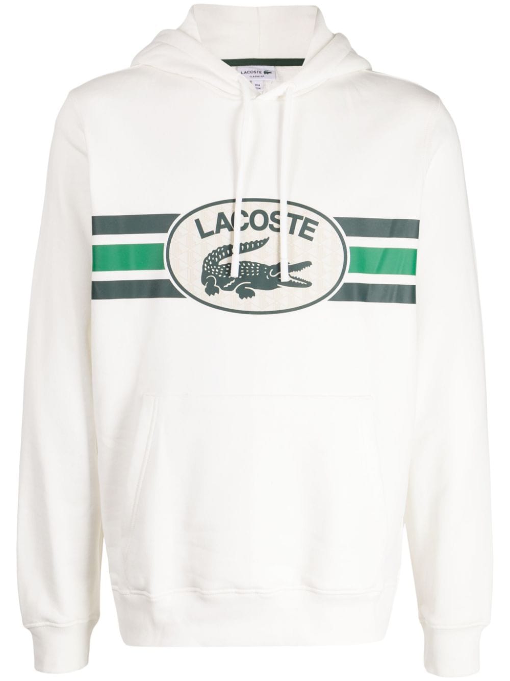 Lacoste Logo-print Drawstring Cotton Hoodie In White
