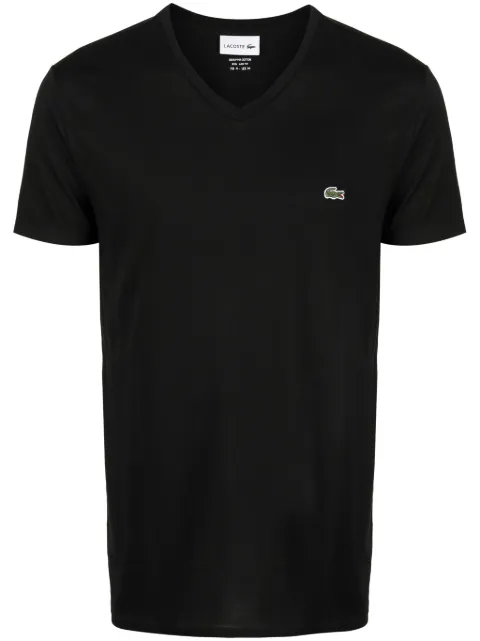 Lacoste logo-patch V-neck cotton T-shirt