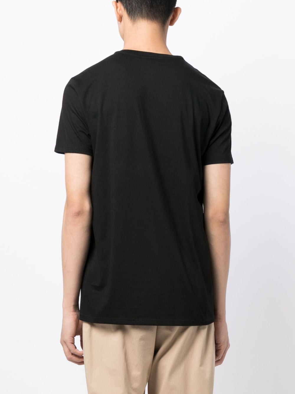 Shop Lacoste Logo-patch V-neck Cotton T-shirt In Black