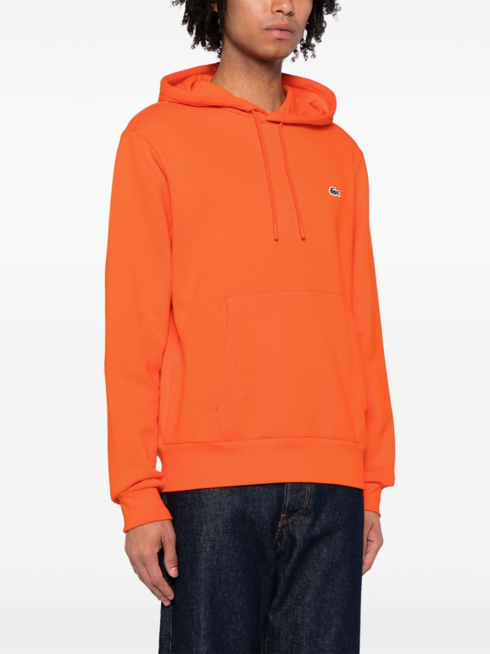 Shop Lacoste Logo-patch Drawstring Hoodie In Orange