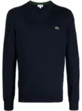 Lacoste logo-embroidered fine-ribbed jumper - Blue