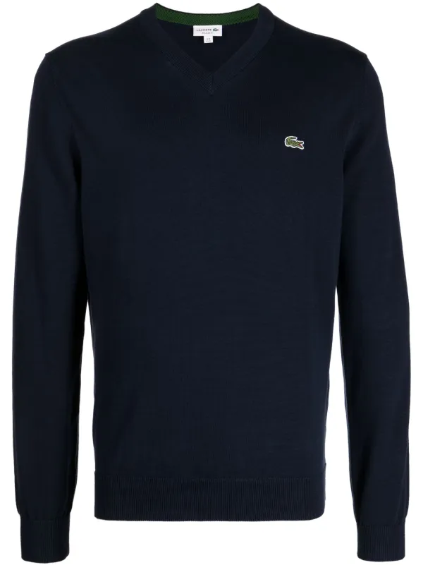 Lacoste logo patch Cotton Sweatshirt Blue FARFETCH BH