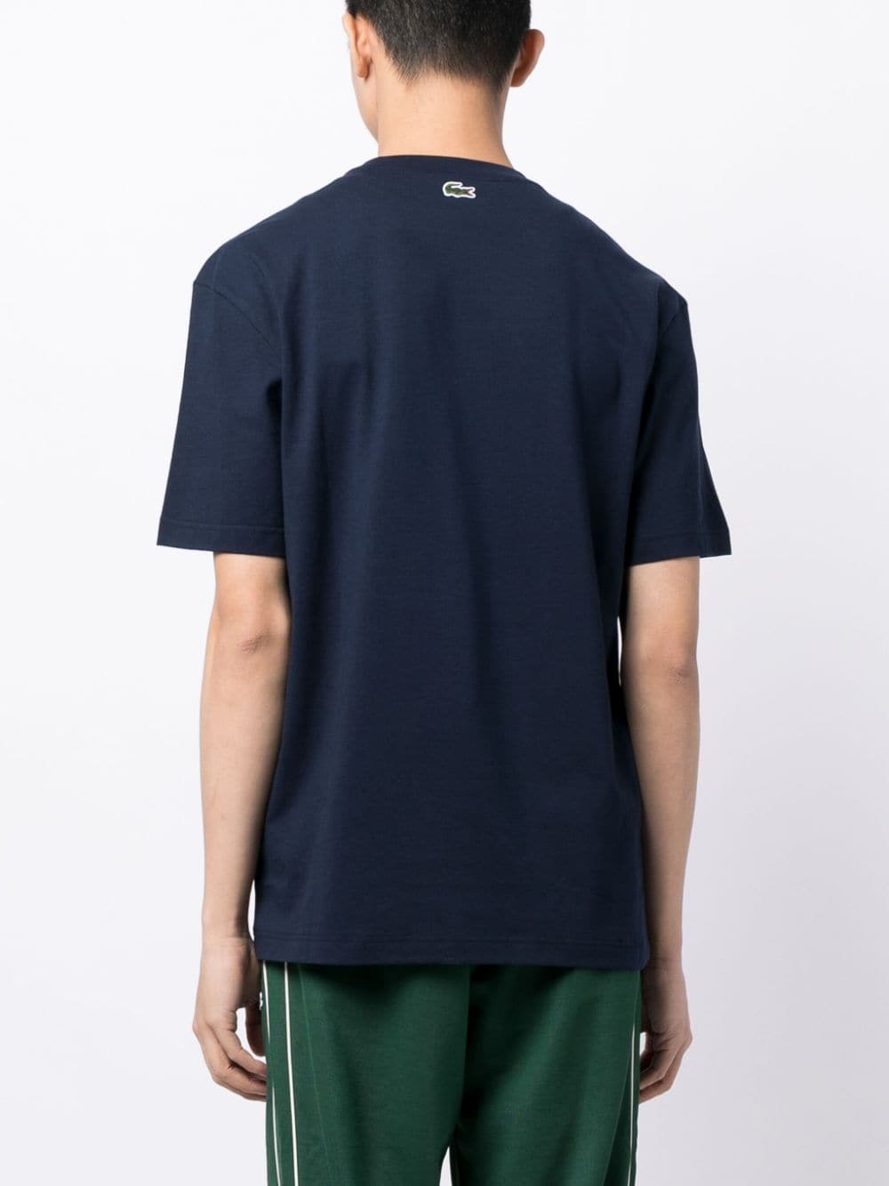 Shop Lacoste Monogram-print Cotton T-shirt In Blue