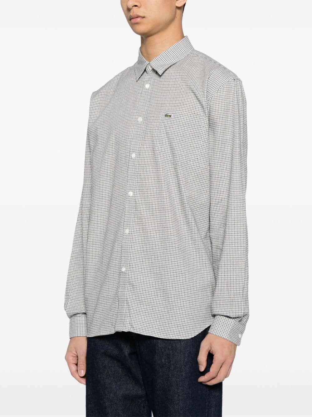 Shop Lacoste Checked Flannel Cotton Shirt In Black