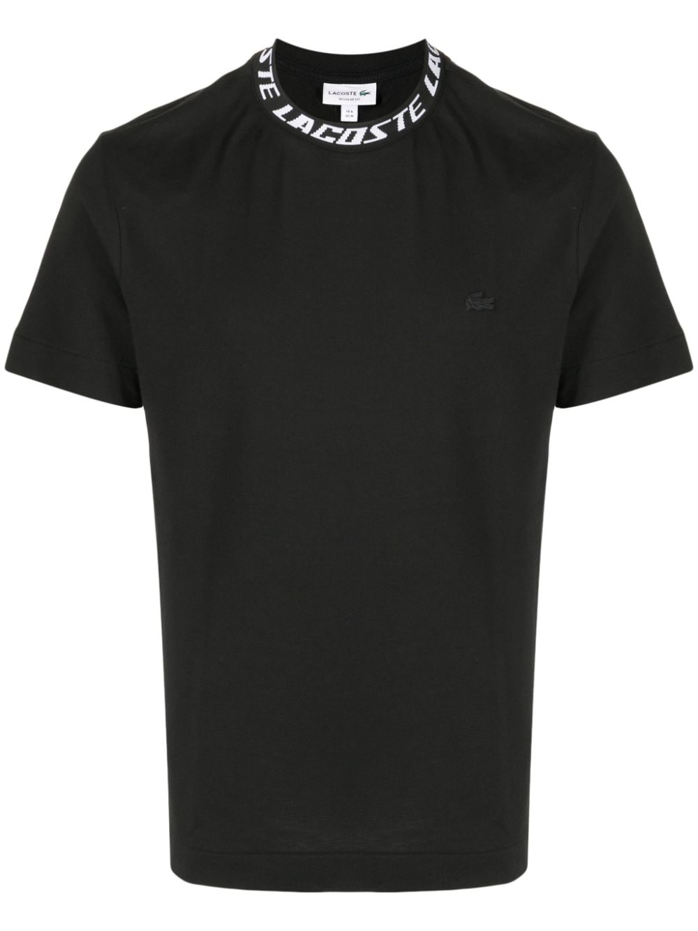 Lacoste Logo-jacquard Neckline Piqué T-shirt In Black