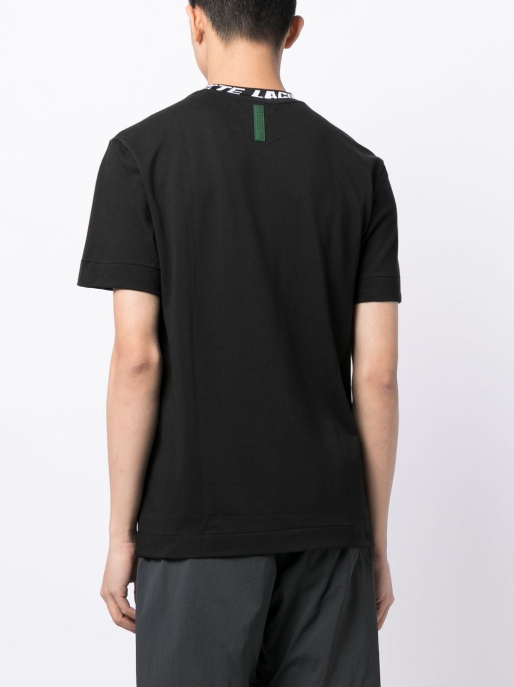 Shop Lacoste Logo-jacquard Neckline Piqué T-shirt In Black