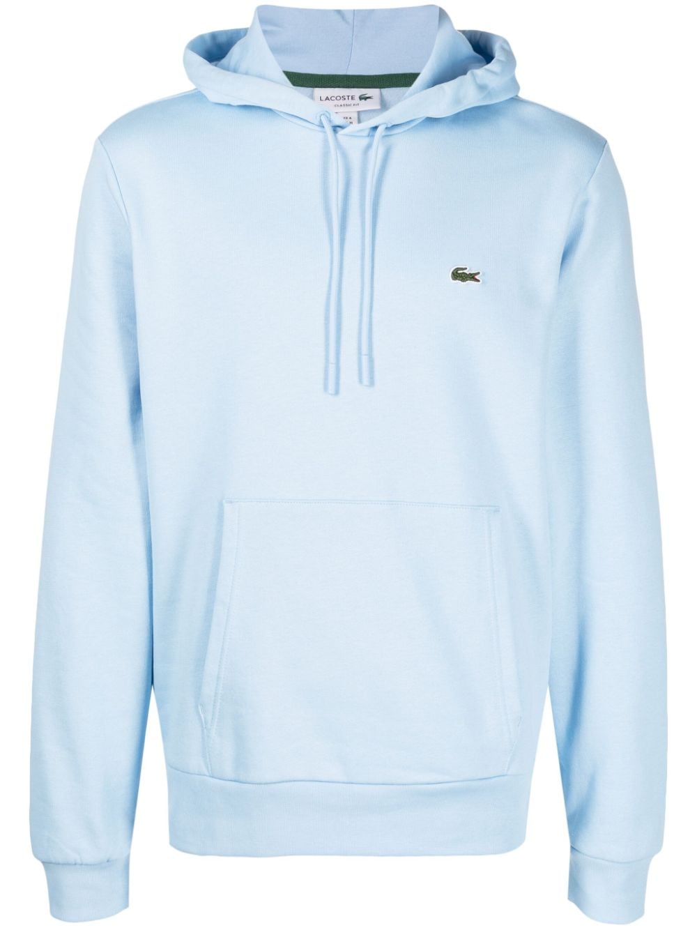 Lacoste Crocodile Logo-patch Drawstring Hoodie In Blue