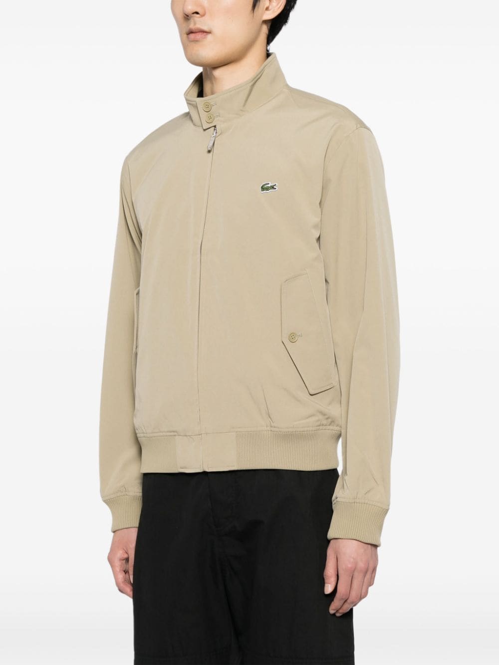 Shop Lacoste Zipped Twill Jacket In Brown