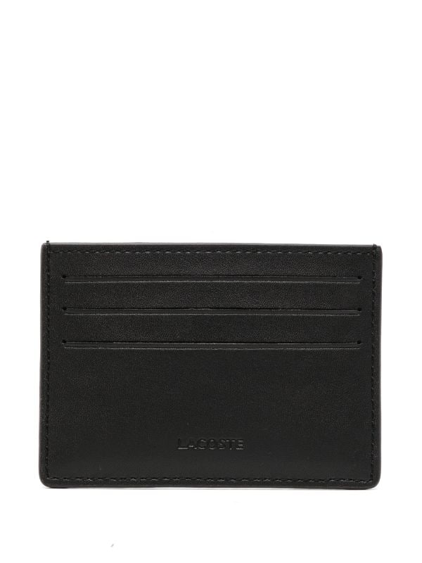 Lacoste monogram-print Leather Card Holder - Black
