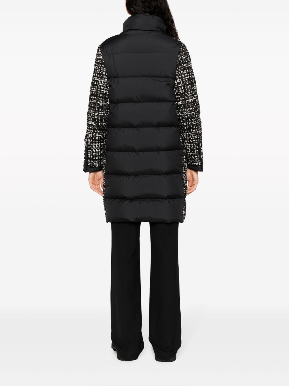 Shop Moncler Rhone Tweed Down Coat In Black