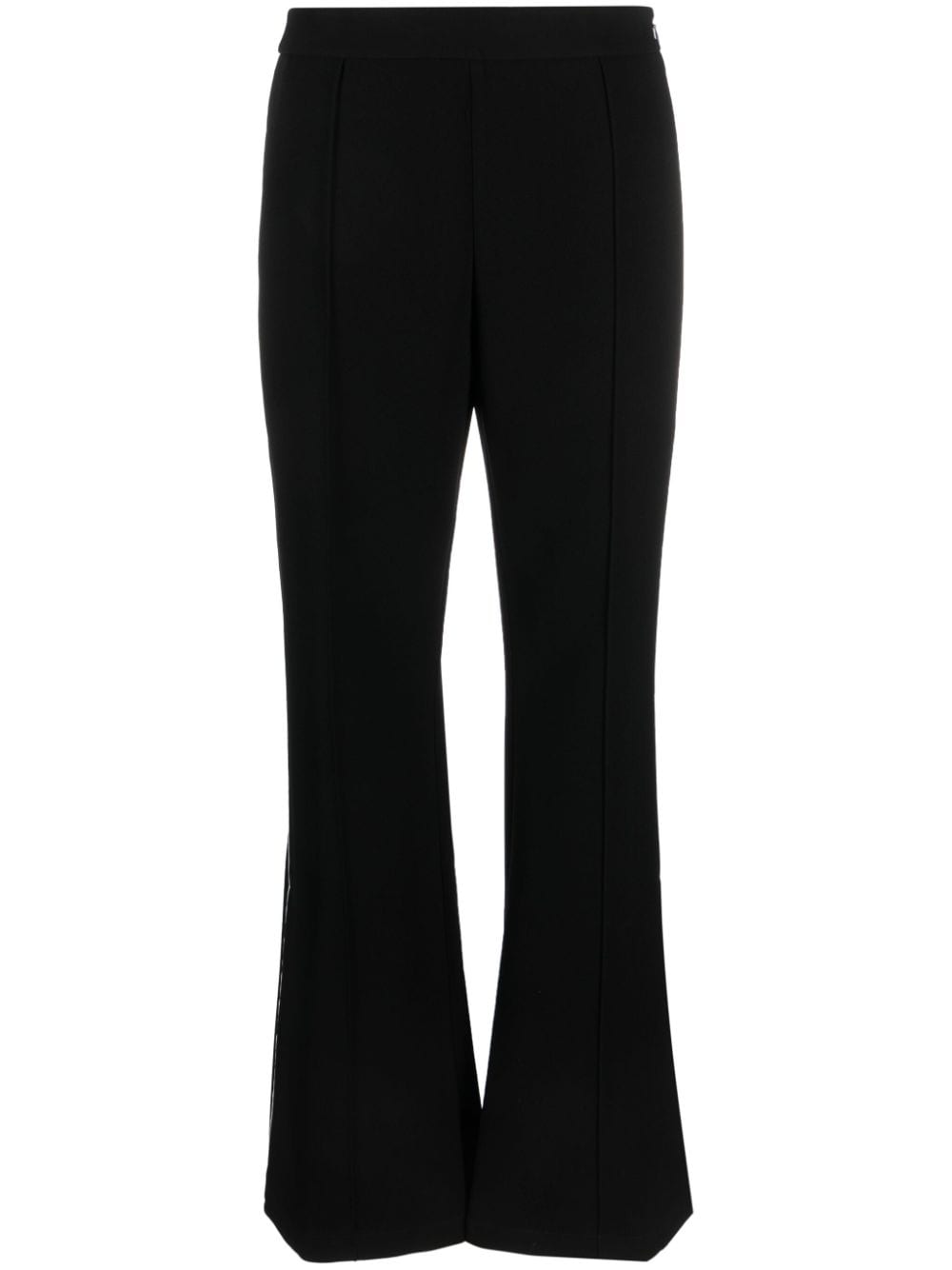 Shop Tory Burch Striped Flared Trousers In Black