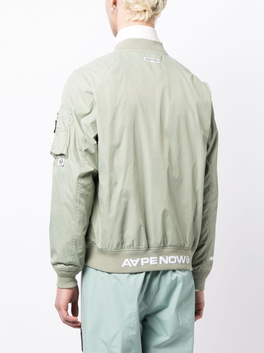 Shop Aape By A Bathing Ape Slogan-print Bomber Jacket In Green