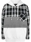 FIVE CM check-print panelled hoodie - Multicolour