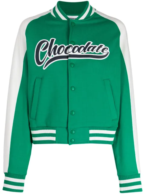 CHOCOOLATE logo-print varsity bomber jacket