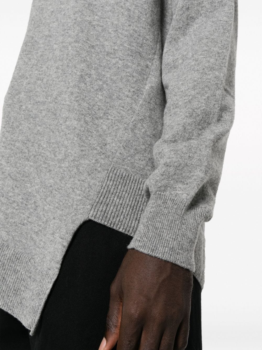 Shop Comme Des Garçons Shirt X Lacoste Asymmetric Hem Wool Jumper In Grey