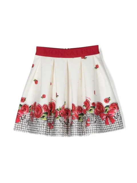 Monnalisa floral-print logo-waistband skirt