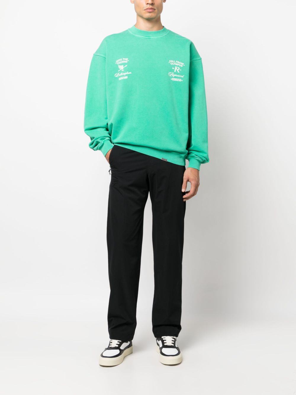 Represent graphic-print cotton sweatshirt - Groen