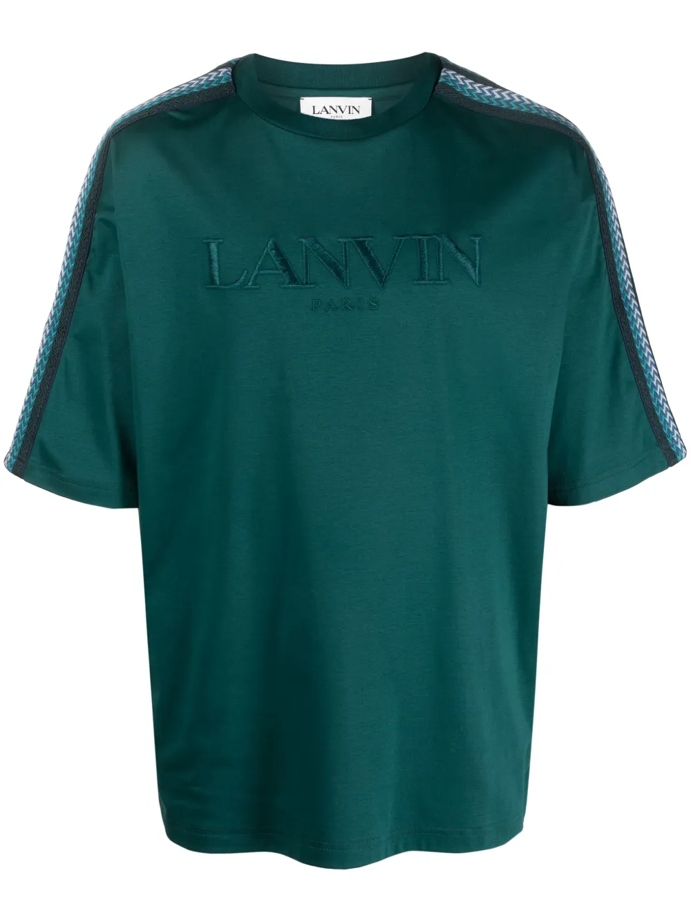 Lanvin Logo-embroidered Cotton T-shirt In Green