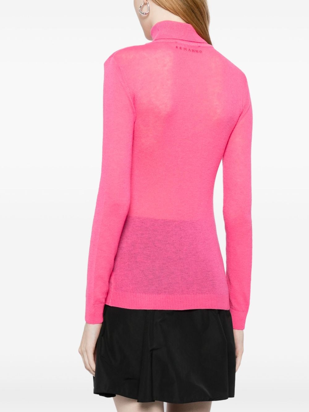 Shop Ermanno Firenze Fine-knit Roll-neck Jumper In Pink