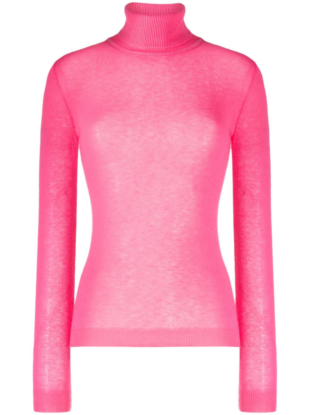 Shop Ermanno Firenze Fine-knit Roll-neck Jumper In Pink