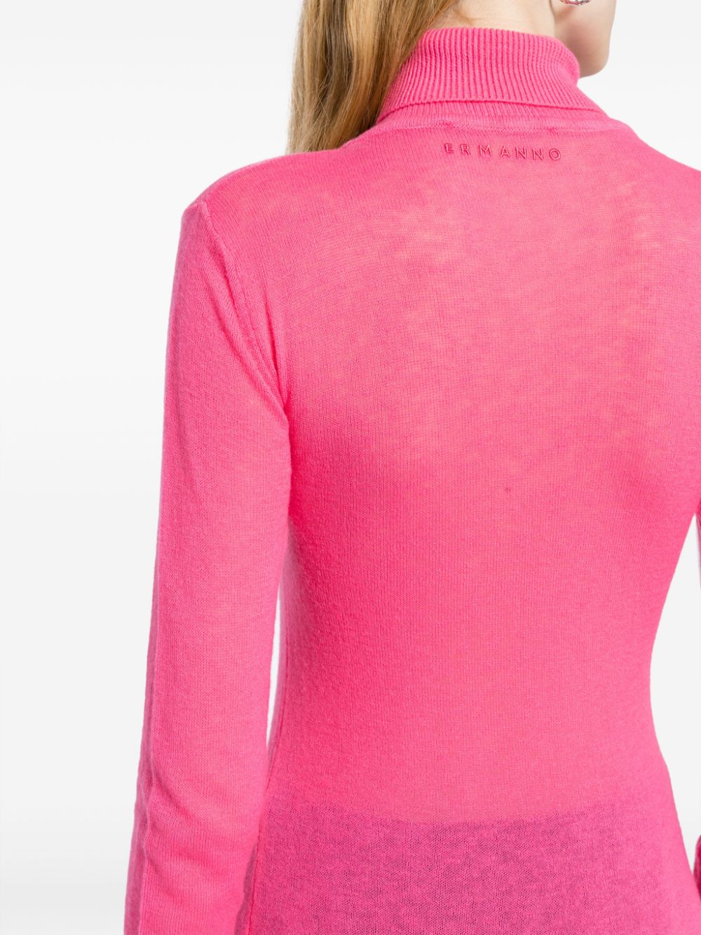 Shop Ermanno Firenze Fine-knit Roll-neck Jumper In Pink