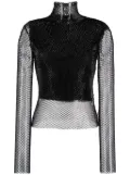 Sportmax rhinestone-embellished mesh top - Black