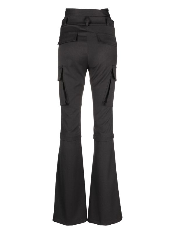 ANDREĀDAMO layered-detail Flared Cargo Trousers - Farfetch
