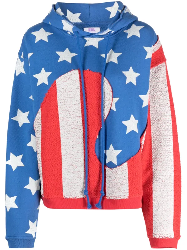 Red zip up hoodie with white deals stripes on sleeves