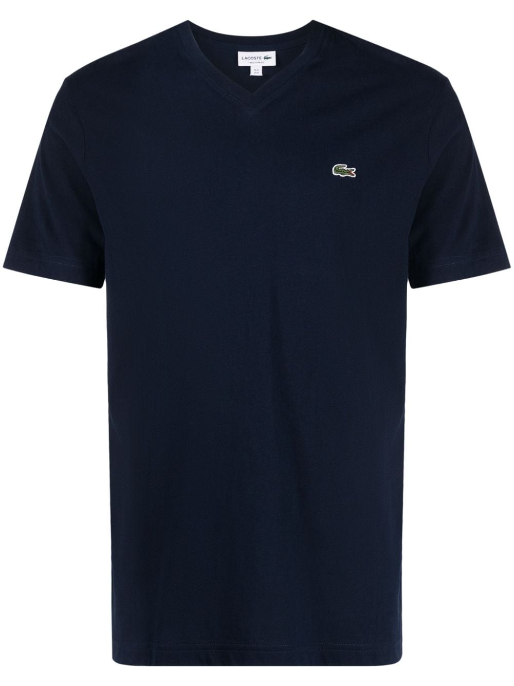 Lacoste Logo-appliqué V-neck Cotton T-shirt In Blue