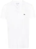 Lacoste logo-patch V-neck cotton T-shirt - White