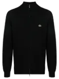 Lacoste logo-patch zip-up cardigan - Black