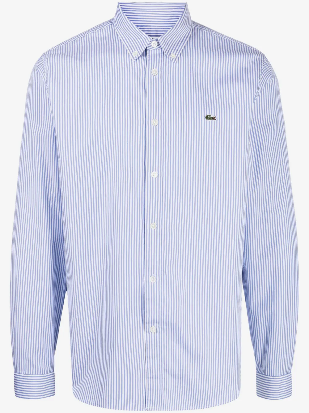 Lacoste logo-patch striped cotton shirt | Blue | Image 1