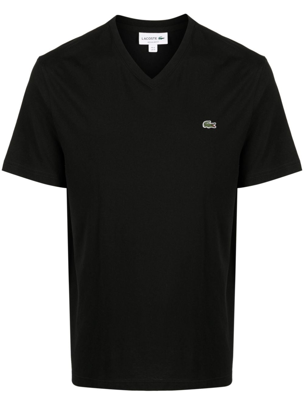 Shop Lacoste Crocodile Logo-patch V-neck T-shirt In Black